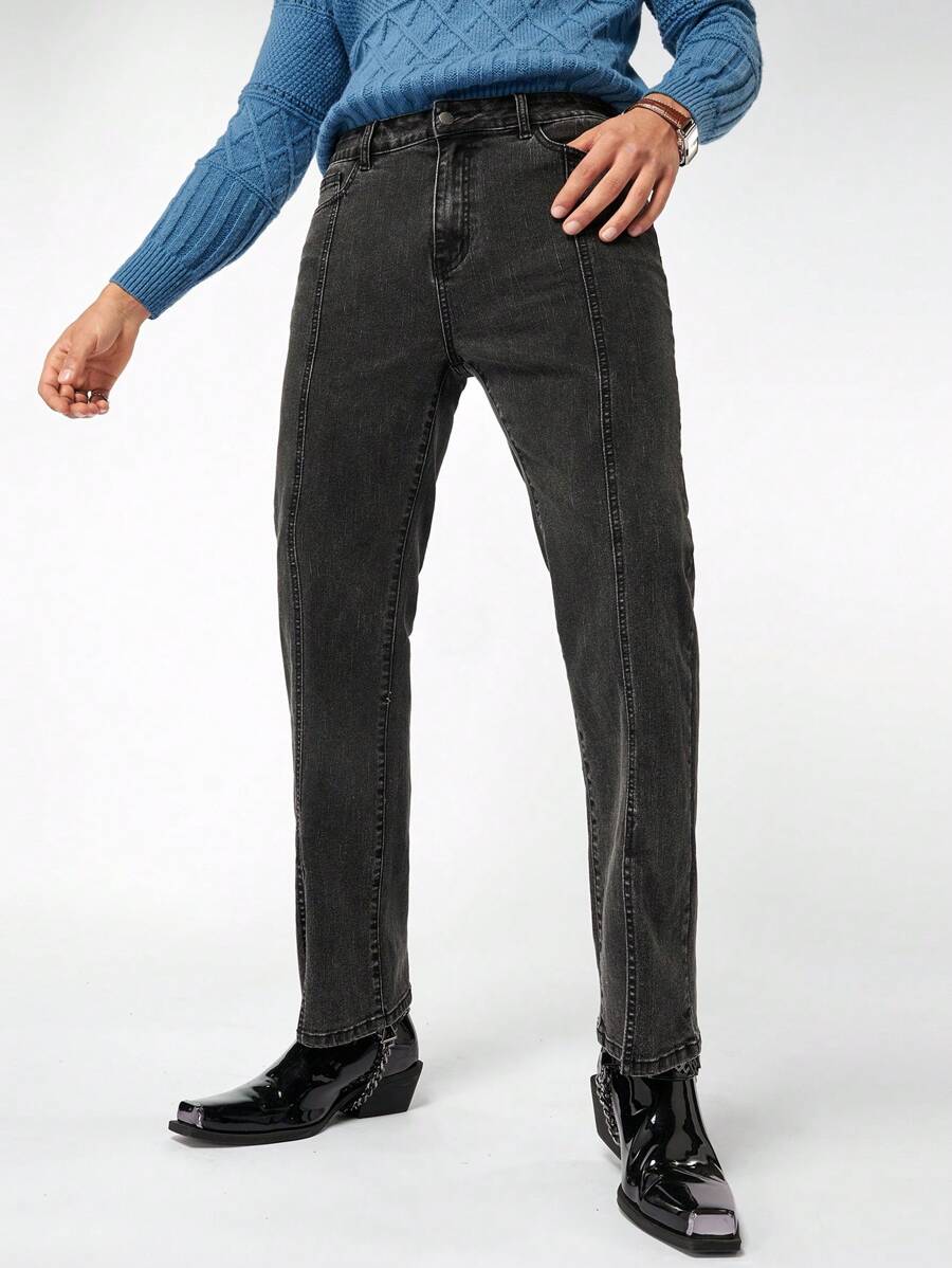 Manfinity VCAY Jeans mit Herren Einfarbig Denim - Schwarz - Übersicht 1