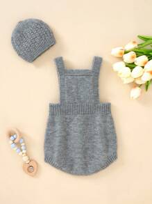 嬰兒連身毛衣連身褲 - 灰色 - 查看 2