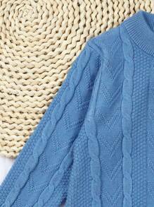 Baby Boy Button Front Cable Knit Jumpsuit - Blue - View 4