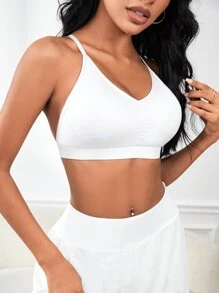 Backless Halter Sports Bra - White - View 5