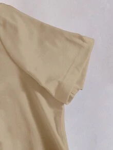 SHEIN LUNE Cartoon & Đồ họa chữ cái Áo thun - Màu Khaki - Xem 3