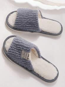 男女情侶厚底保暖室內外拖鞋,防滑,適用於秋冬季節 - 灰色 - 查看 3