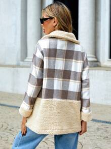 RueChic Women's Regular Fit Plaid Patchwork Jacket