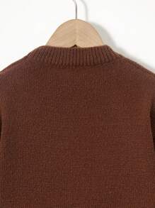 SHEIN Cô gái In Sao Áo len Áo chui đầu - màu nâu - Xem 3