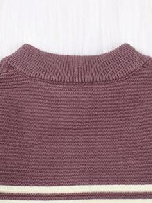 Em bé ( Con trai ) Single-breasted Sọc Áo chui đầu Áo len Mở - Màu tím - Xem 4