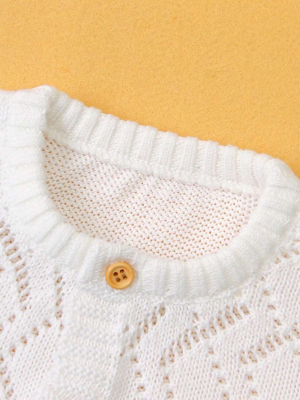 Baby Girl Hollow Knit Button Front Sweater Jumpsuit