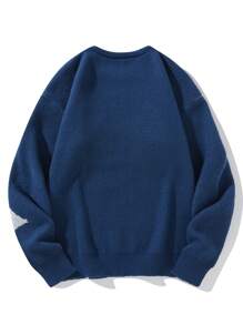 Aesthetic Post Suéter Tipo Jersey Con Estampado De Letras Para Hombre - azul real - Ver 2
