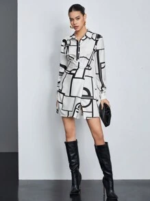 BizChic Của phụ nữ Mẫu sọc Đầm - Màu be - Xem 7