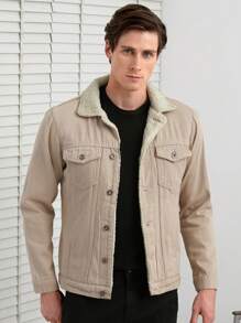 SHEIN Cottnline Nam Áo Jackets Denim - Màu be - Xem 6