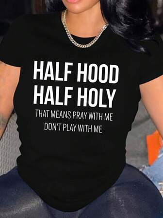 Kort Ärm T-shirts , Kvinnors Plus Enkel T-Skjortor Söt