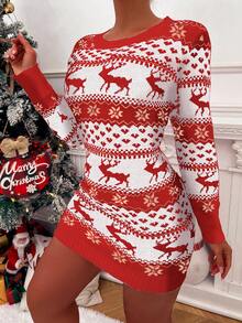 Zolique Robe Pull De Noël Avec Petit Cerf - Multicolore - Visualizzare 5