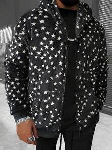 Manfinity Homme Nam Lỏng lẻo phù hợp In Sao Áo nỉ có mũ - Nhiều màu - Xem 6