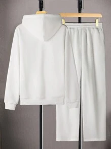 Manfinity Hypemode Nam Hoa văn chữ thập Hoodie Và Quần Bộ đồ thể thao Bộ - trắng - Xem 2