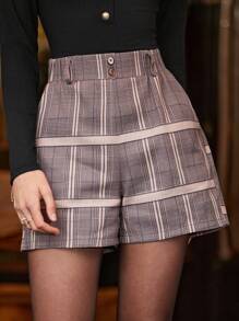 SHEIN Frenchy 女性格紋短褲 - 彩色 - 查看 1