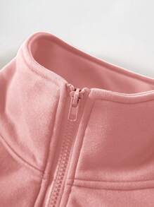 INAWLY Plus Size Drop Shoulder Zipper Half Placket Sweatshirt