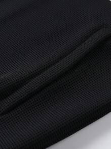 Men's Contrast Color Stand Collar Jacket And Trousers Outfit - Black - View 11
