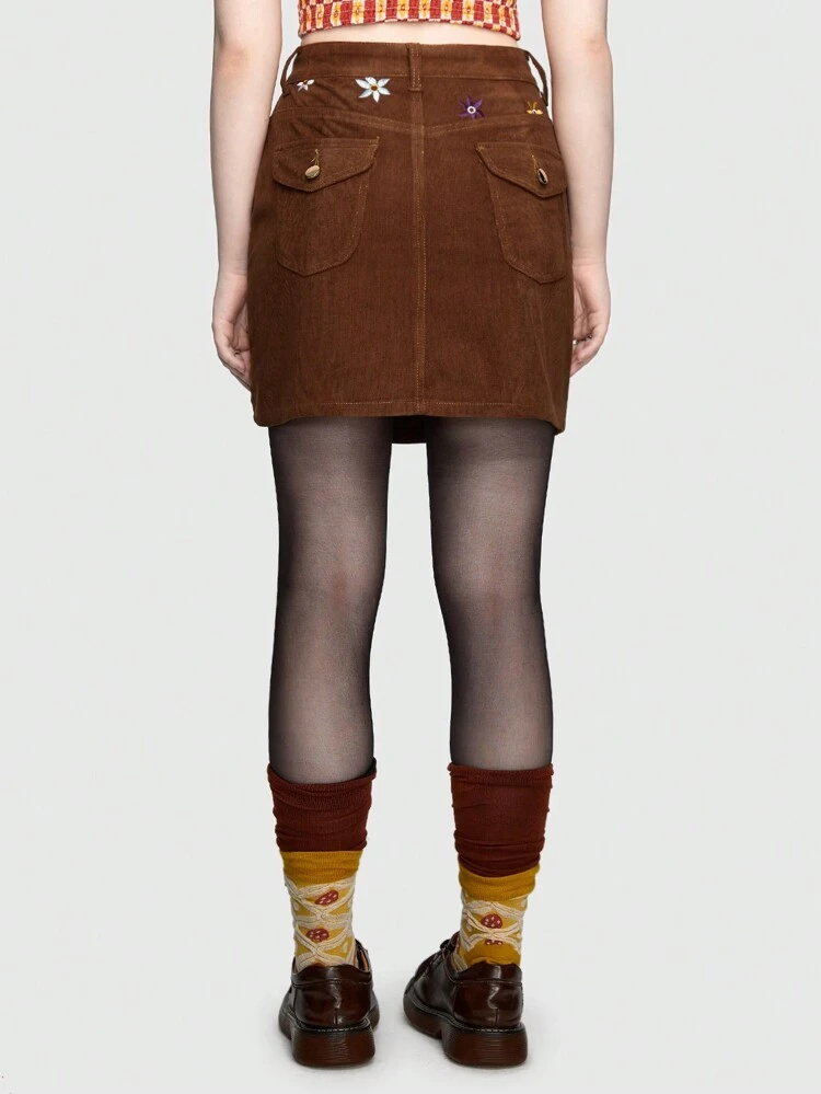 Women'S Floral Embroidery Detail Skirt