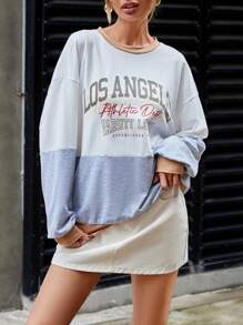 SHEIN Essnce 女士彩色字母印花下沉肩連帽衛衣 - 彩色 - 查看 2