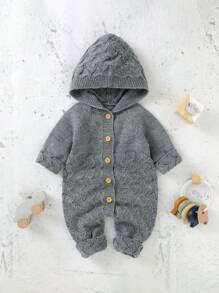 嬰兒女孩連帽長袖毛衣連身褲,瑞格蘭袖