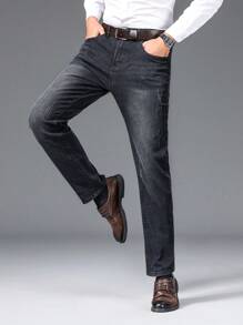 Manfinity Homme Men's Straight Leg Jeans - Black - View 5