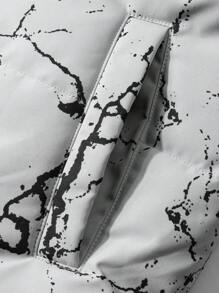 Manfinity Campus Court Men's Outdoor Windbreaker Padded Coat With Letter Print And Patchwork Design - Light Grey - View 4