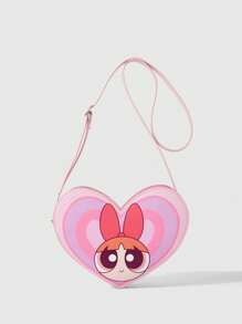 The Powerpuff Girls | ROMWE 卡通图案心形设计新奇包，情人节 - 粉色 - 查看 1