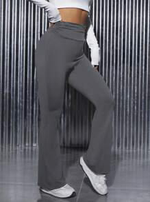 SHEIN PETITE 女式宽腰喇叭裤