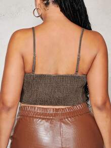 SHEIN BAE Plus Curved Hem Denim Cami Top - Brown - View 2