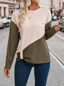 SHEIN LUNE Khối màu Áo thun Thả vai - Nhiều màu - Xem 3