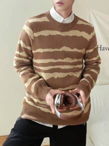 Manfinity Hypemode Men's Round Neck Striped Long Sleeve Sweater - Multicolor - View 7