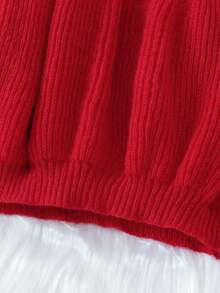 Baby Girl Mock Neck Lantern Sleeve Sweater - Red - View 6