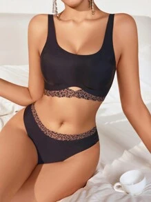 2sets Leopard Print Lingerie Set, Bra & Panty Set - Multicolor - View 2