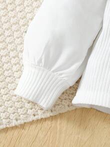 SHEIN 女小童泡泡袖T恤&腰帶PU皮革長褲 - 棕色 - 查看 4