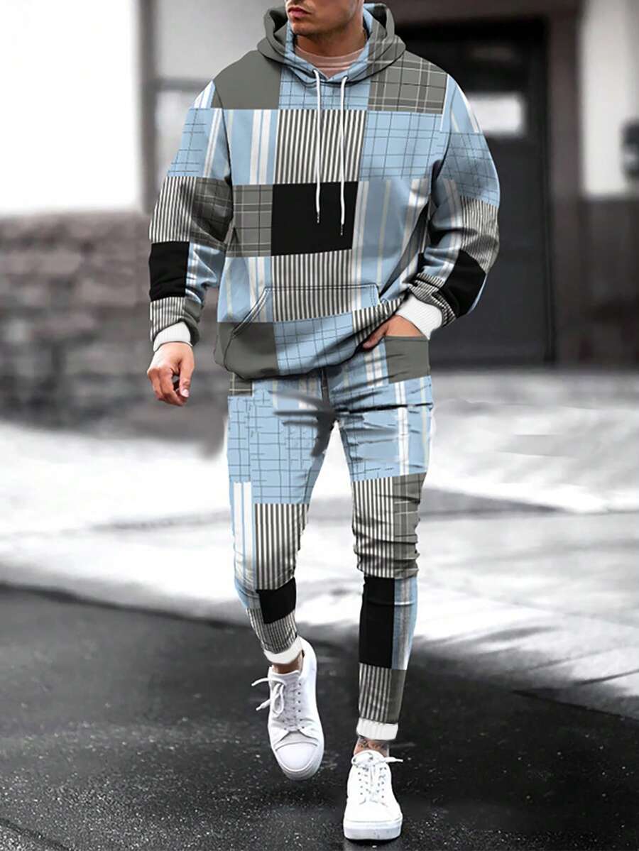 Manfinity LEGND Nam In kẻ sọc Dây rút Áo Hoodie & Quần thể thao - Nhiều màu - Xem 1