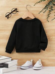 Em bé Con trai Giải trí Hoạt hình Mẫu chữ Tay áo dài Vòng cổ Áo nỉ Đối với Mùa thu Và Mùa Đông - màu đen - Xem 2