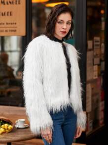 SHEIN Frenchy 女性純色夾克 - 白色 - 查看 4