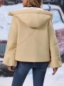 SHEIN LUNE Women's Drawstring Hooded Padded Padded Coat Clothes Winter