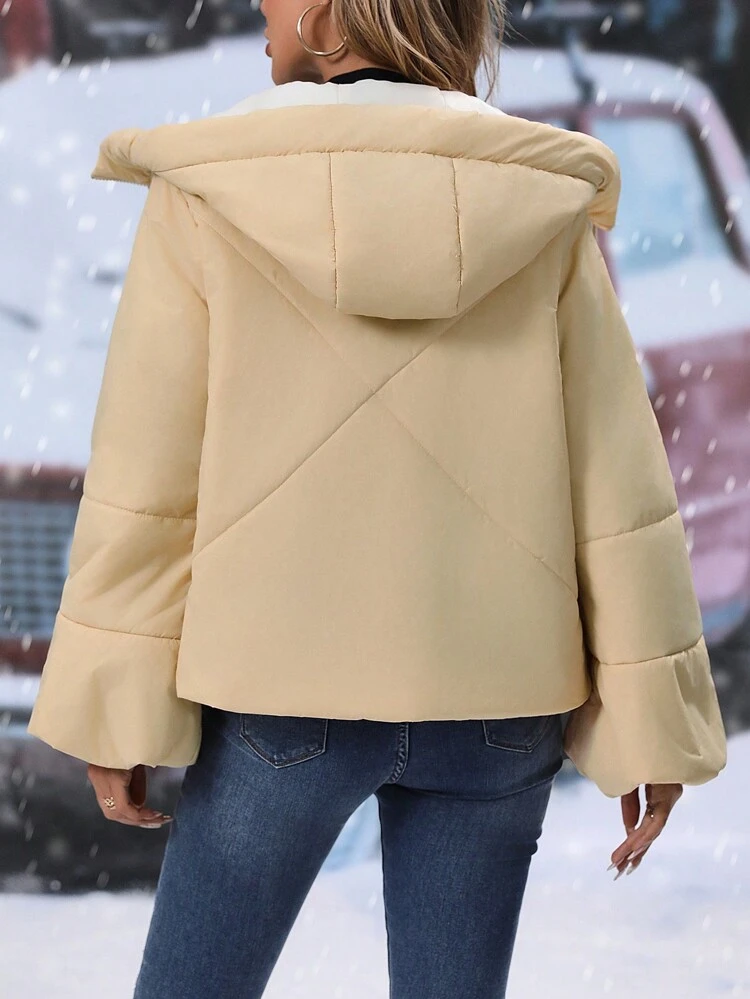 Women's Drawstring Hooded Padded Padded Coat Clothes Winter Fall Cloth For Women
