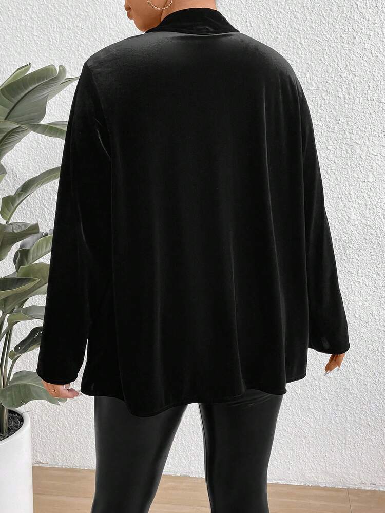 Plus Size Turn-Down Collar Double Pocket Coat Fall Cloth For Women