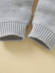 女嬰連身毛衣連身褲 - 淺灰色 - 查看 3