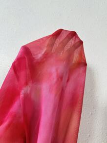 SHEIN Privé 百褶抹胸網紗洋裝 - 粉色 - 查看 6