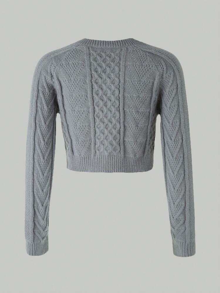 Solid Cable Knit Pullover Fall Winter Sweater