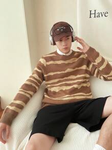 Manfinity Hypemode Men's Round Neck Striped Long Sleeve Sweater - Multicolor - View 3