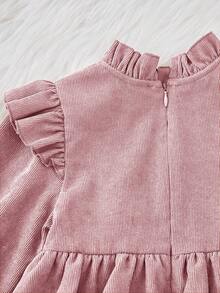 SHEIN Young Girl Ruffle Trim Flounce Sleeve Ruffle Hem Dress - Pink - View 4