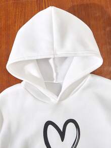 少女两件套心形印花落肩保暖卫衣 - 彩色 - 查看 4