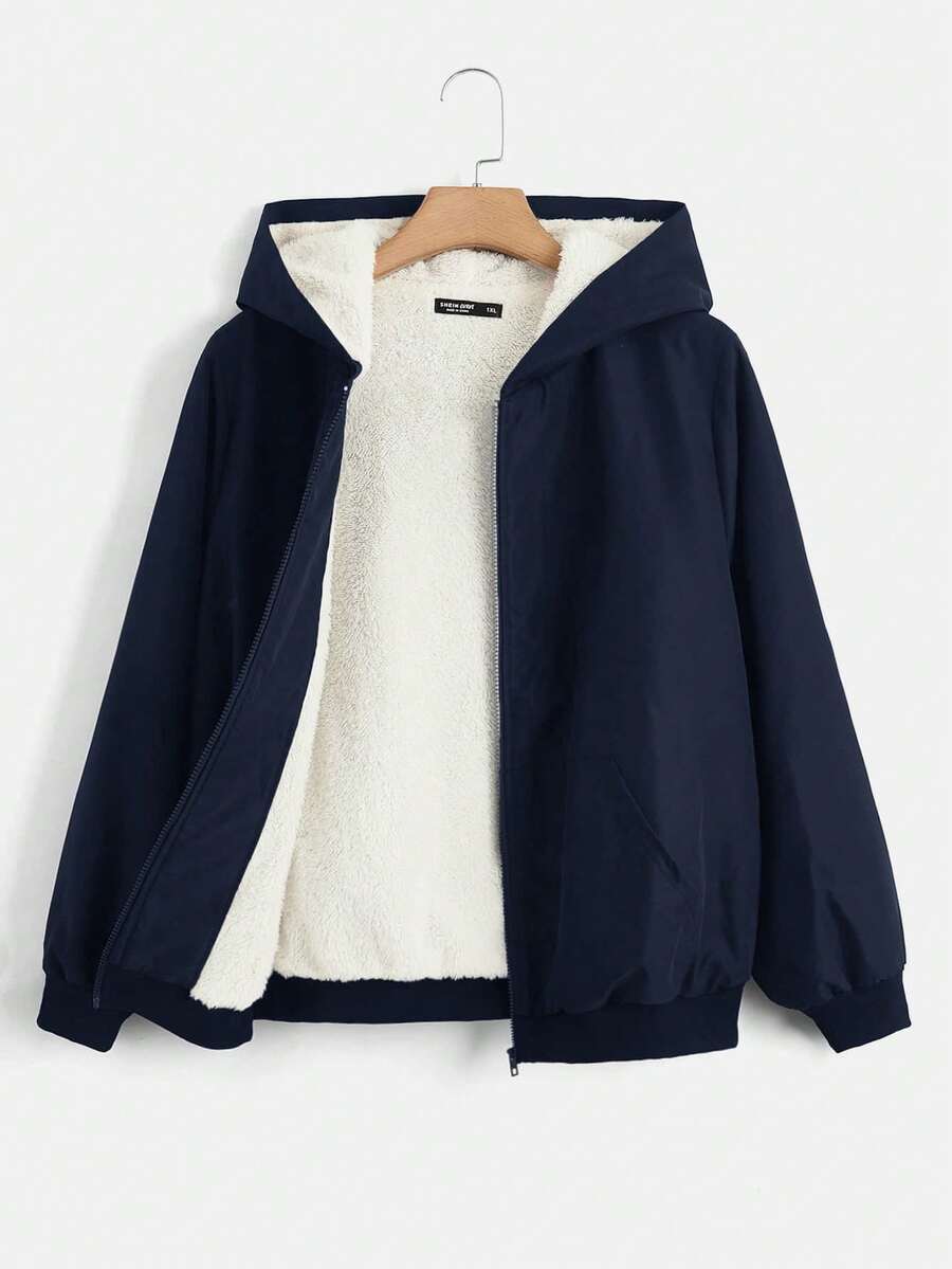 SHEIN EZwear 女性大尺碼黑色外套 - 寶藍色 - 查看 1