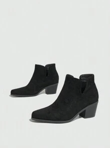 Kvinnors Mocka Höst Kängor Spetsig tå Block Klack Medium Heel Enkel Chelsea Boots Ankelhöga stövlar Och Booties - Svart - Visa 5