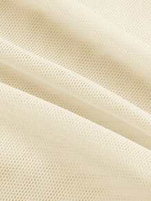 SHEIN MOD 垂墜領荷葉邊側褶飾吊帶上衣 - 杏色 - 查看 4