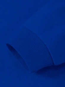 Aesthetic Post Nam Lá thư In Áo nỉ Bộ - Màu xanh lam - Xem 4