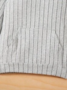 SHEIN 少女纯色罗纹针织卫衣 - 灰色 - 查看 6
